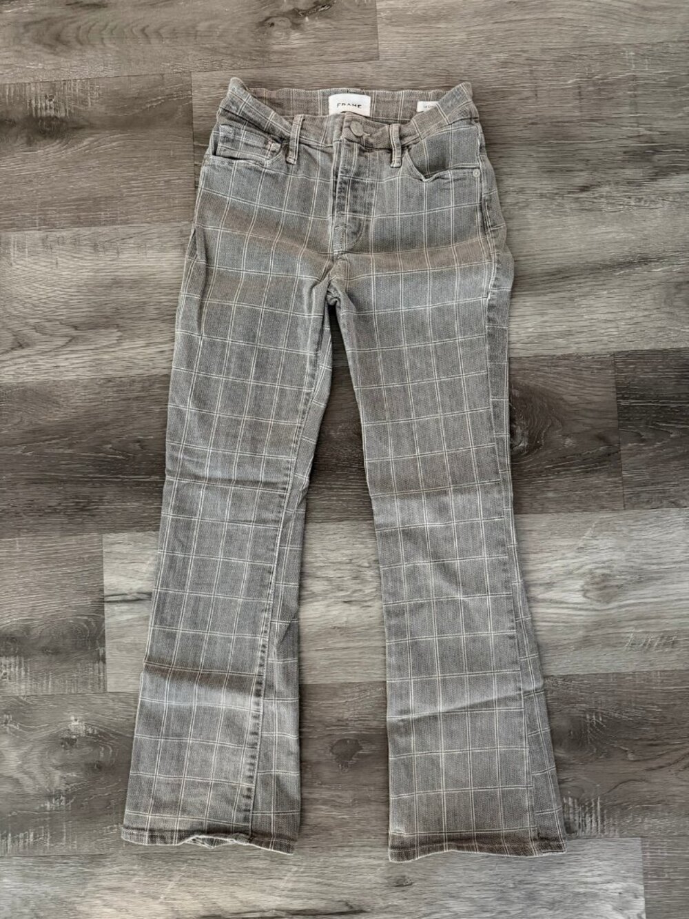 FRAME Le Crop Mini Boot Jeans Gray Windowpane | Size 24